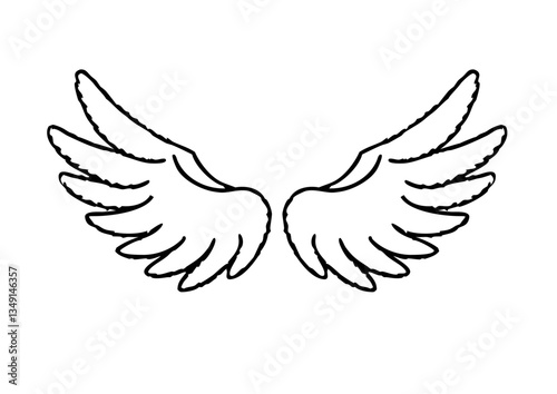 black and white svg vector angel wings, valentine's day icon 
