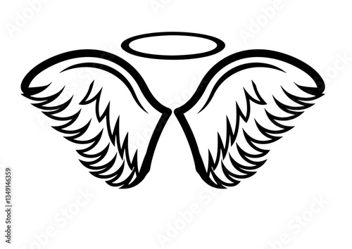 black and white svg vector angel wings, valentine's day icon 