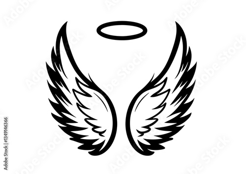black and white svg vector angel wings, valentine's day icon 
