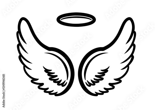black and white svg vector angel wings, valentine's day icon 