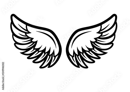 black and white svg vector angel wings, valentine's day icon 