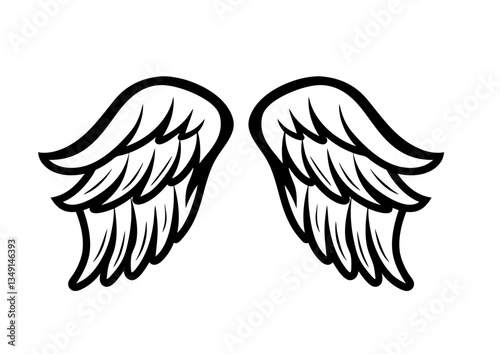 black and white svg vector angel wings, valentine's day icon 