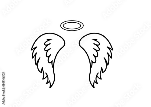 black and white svg vector angel wings, valentine's day icon 
