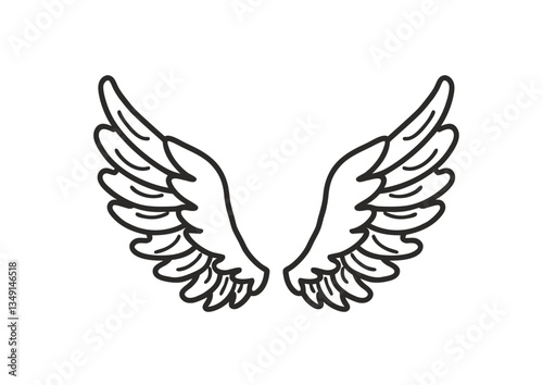 black and white svg vector angel wings, valentine's day icon 