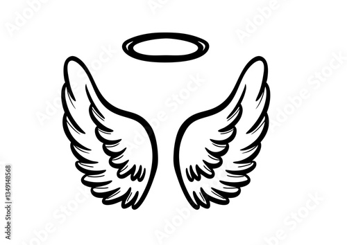 black and white svg vector angel wings, valentine's day icon 