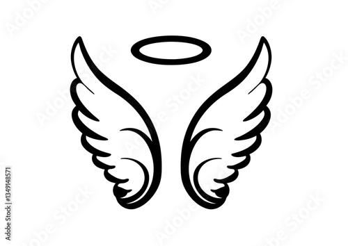 black and white svg vector angel wings, valentine's day icon 