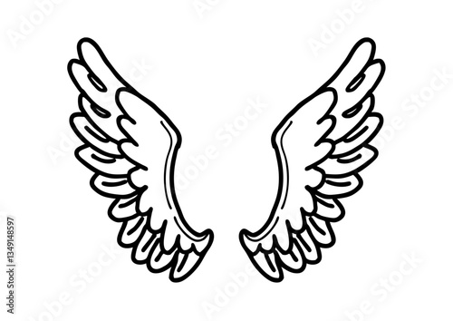 black and white svg vector angel wings, valentine's day icon 