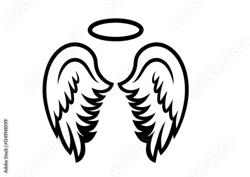 black and white svg vector angel wings, valentine's day icon 