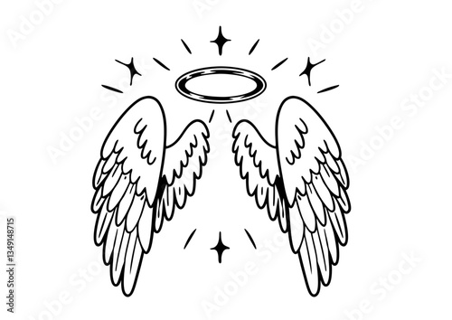 black and white svg vector angel wings, valentine's day icon 
