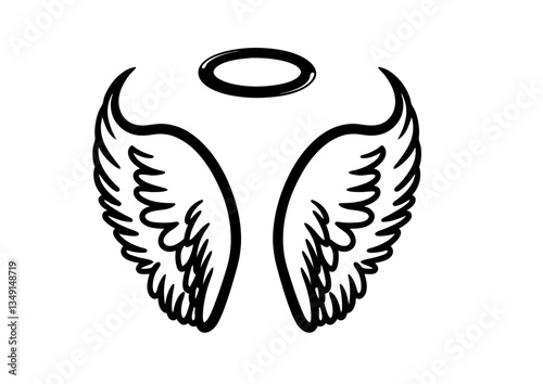 black and white svg vector angel wings, valentine's day icon 