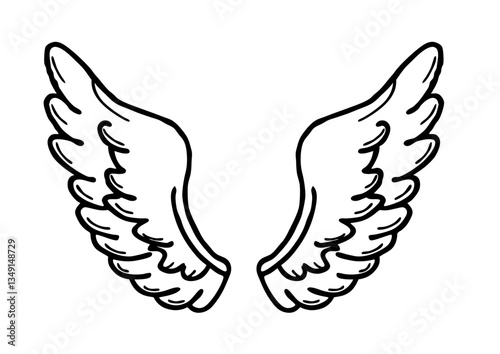 black and white svg vector angel wings, valentine's day icon 