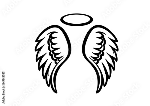 black and white svg vector angel wings, valentine's day icon 