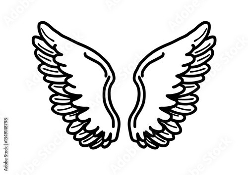 black and white svg vector angel wings, valentine's day icon 