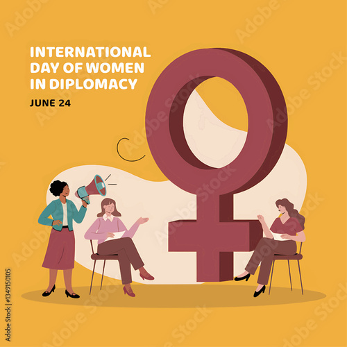 International day of women in diplomacy june twenty fourth celebration and women empowerment illustration