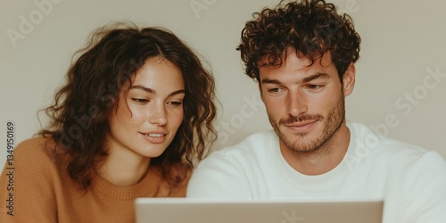 A focused couple collaborat...