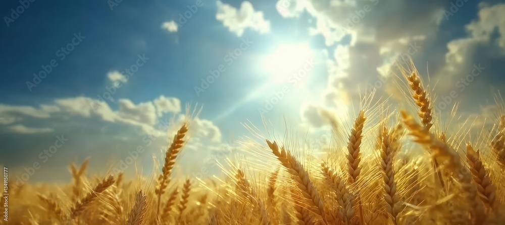 Golden Wheat Field in Warm Sunlight.