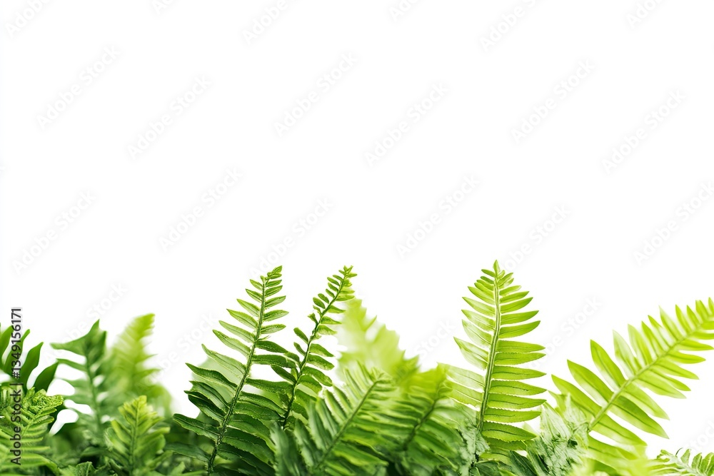 Green Fern Leaves Isolated on White Background for Fresh Decoration