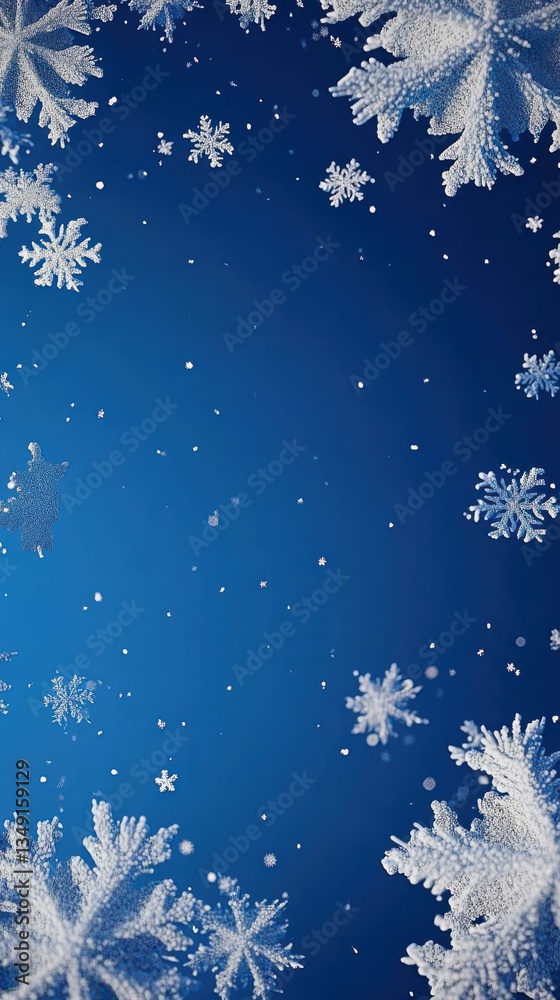 Blue Winter Background with Snowflakes.