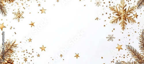 Golden snowflake and star pattern with white space
