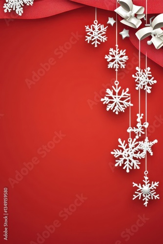 Obraz na płótnie Christmas Snowflakes on Red Background w salonie