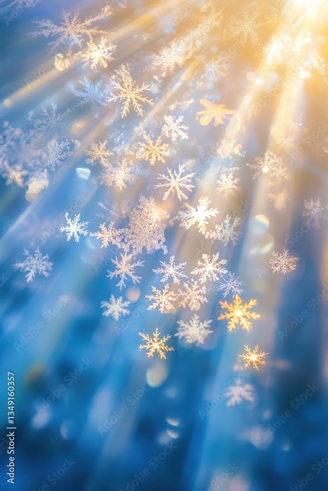 Blurred Snowflakes in Winter Glow