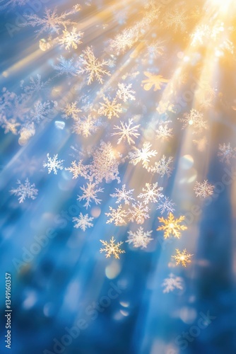 Obraz na płótnie Blurred Snowflakes in Winter Glow w salonie