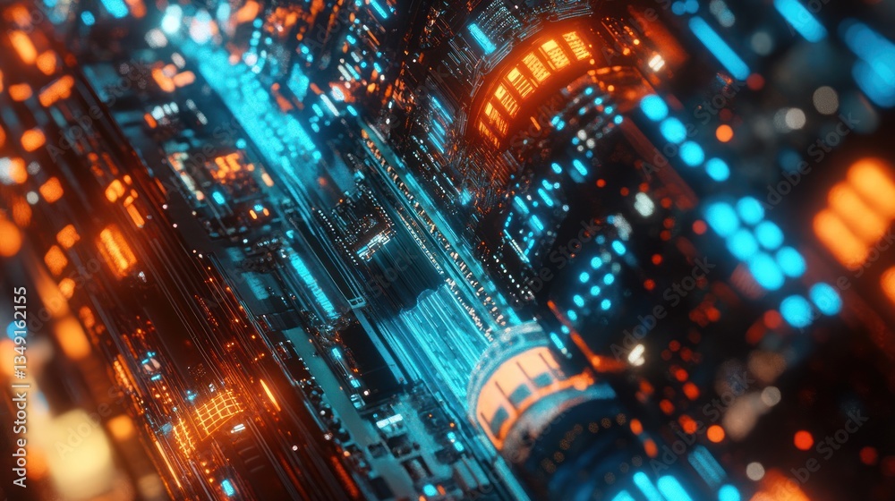 Futuristic City Structure in Neon Glow Futuristic City Structure in Neon Glow