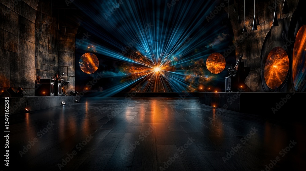 Obraz premium Illuminated light show event modern stage visual art display urban setting dramatic perspective creative expression
