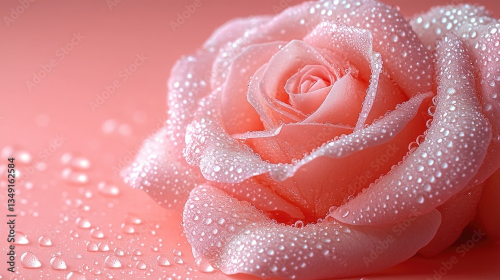 Close-up of a pink rose covered in water droplets. Perfect for beauty, romance, or nature themes. Close-up of a pink rose covered in water droplets. Perfect for beauty, romance, or nature themes.