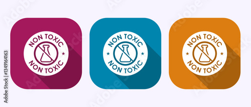 Non toxic icon design illustration. No harmful chemical sign in shadow button design