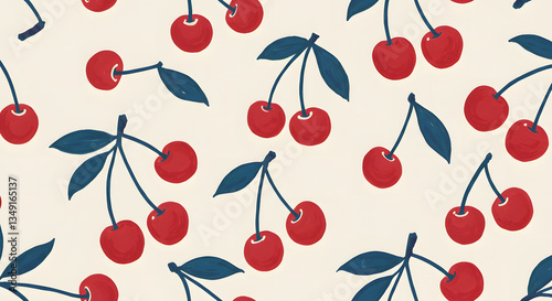 cute vintage cherry pattern background