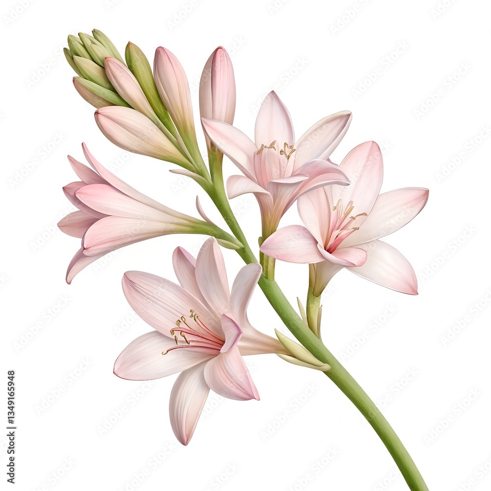 Fototapeta premium Polianthes flower tuberose isolated on white background