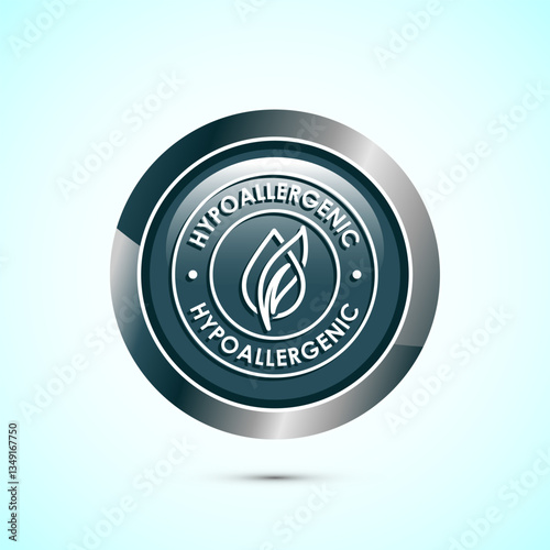 Hypoallergenic tested icon design illustration. Cosmetic certification label, Hypoallergenic icon sign, Gray color round button design