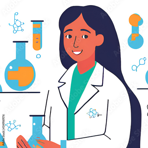 Illustration of a female scientist