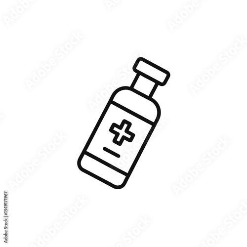 A flat-style insulin dose bottle icon featuring a simple vector illustration of a medical vial or bottle with a label, representing diabetes care or medication. Perfect for health apps,medical website