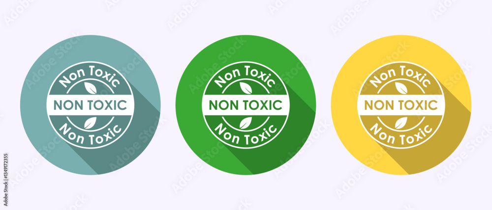 Obraz premium Non toxic icon design illustration. No harmful chemical sign in shadow button design