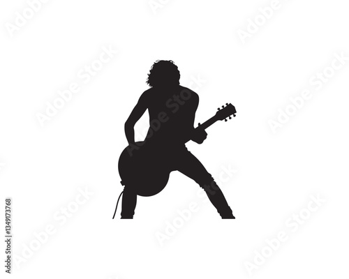 Rock Guitarist Silhouette Vector Guitarist Performing Silhouette