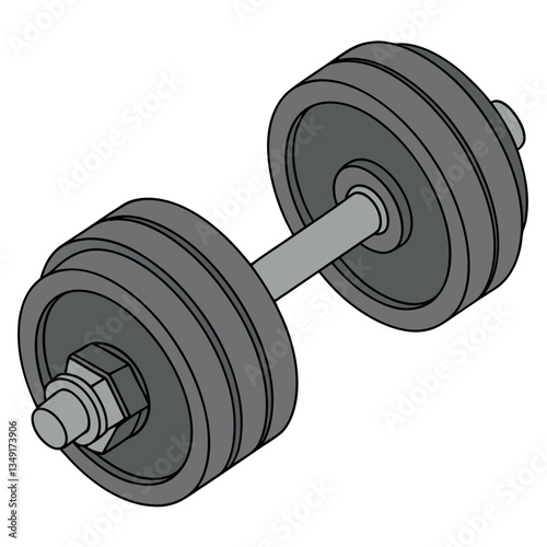 3d black dumbbell weights icon set sport and fitness.