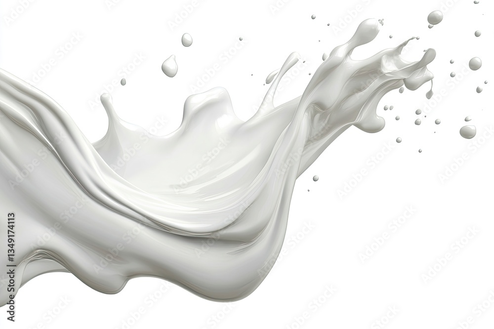 Splashing Milk Creates Dynamic Wave on White Background Advertising Concept Splashing Milk Creates Dynamic Wave on White Background Advertising Concept