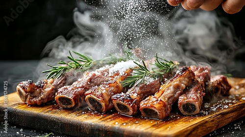 Wallpaper Mural Grilled Meat Ribs with Rosemary and Salt Torontodigital.ca