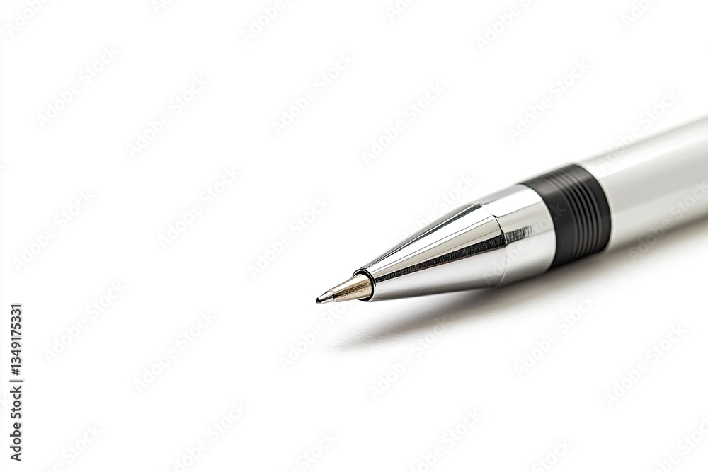 Close-up Silver Mechanical Pencil Tip on White Background for Writing Close-up Silver Mechanical Pencil Tip on White Background for Writing