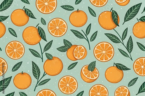 vector seamless pattern with oranges