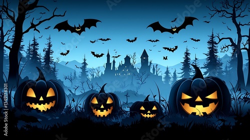 Wallpaper Mural Halloween Spooky Forest Night Illustration Torontodigital.ca