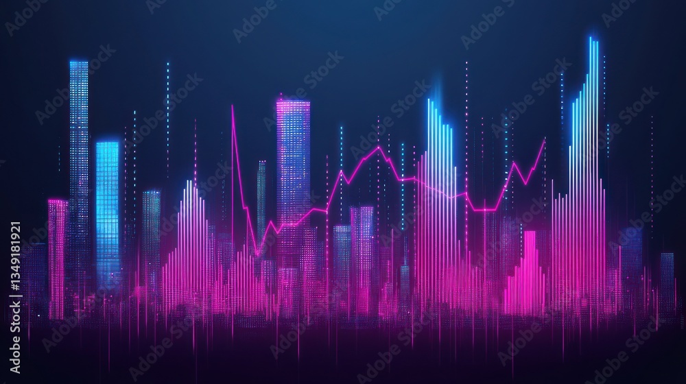 Neon Cityscape: A Visual Representation of Market Fluctuations Neon Cityscape: A Visual Representation of Market Fluctuations