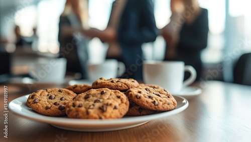 Chocolate Chip Cookies and Coffee Cups on a Table During a Business Meeting