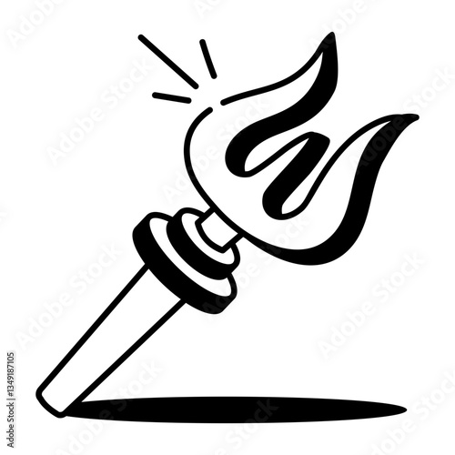A hand drawn icon depicting a devil trident 
