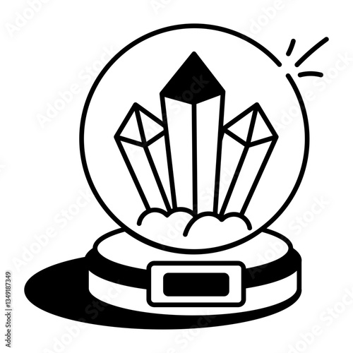 Magic crystals in a glass globe, doodle style icon 
