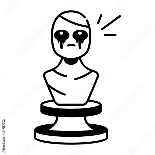 A hand drawn icon depicting a crying magic statue 
