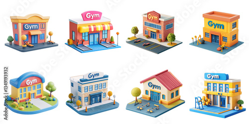 Gym isolated animation 3d mockup without background using for fitness building purpose.
