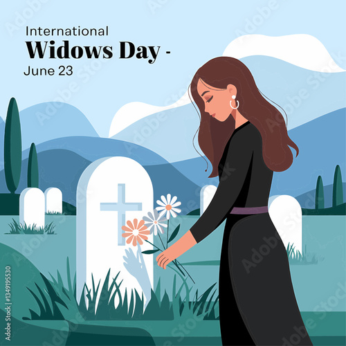International widows day illustration remembering loved ones and support for widowhood awareness day event